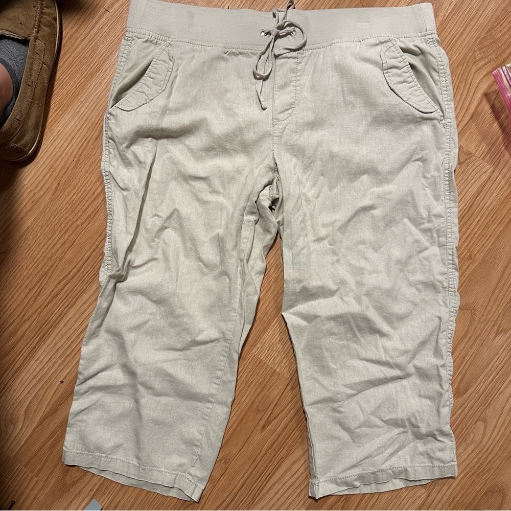 Faded glory vintage linen cotton blend size 14 women’s capri pants